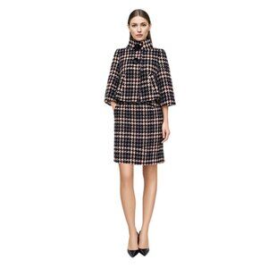 Nygard Collection Vintage Houndstooth Pink, Gray & Black Skirt Suit Size 2 & 4